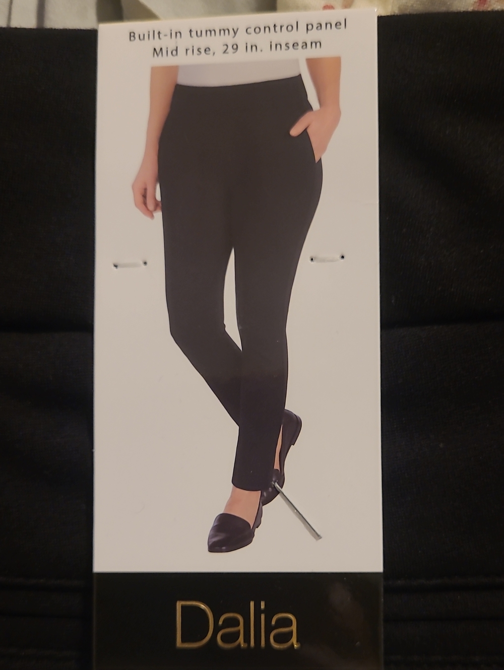 Dalia Black Skinny Mid-Rise Tummy Control Pants Size S